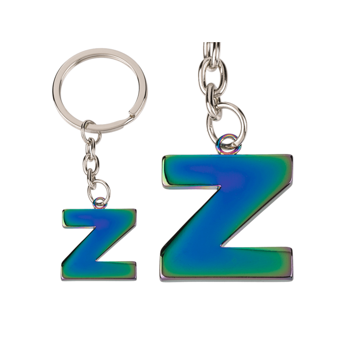 Metal Keychain, Rainbow Letter - Letter Z