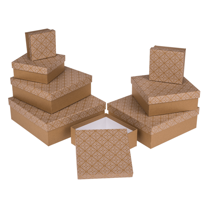 Kraft paper gift box, with floral ornament,