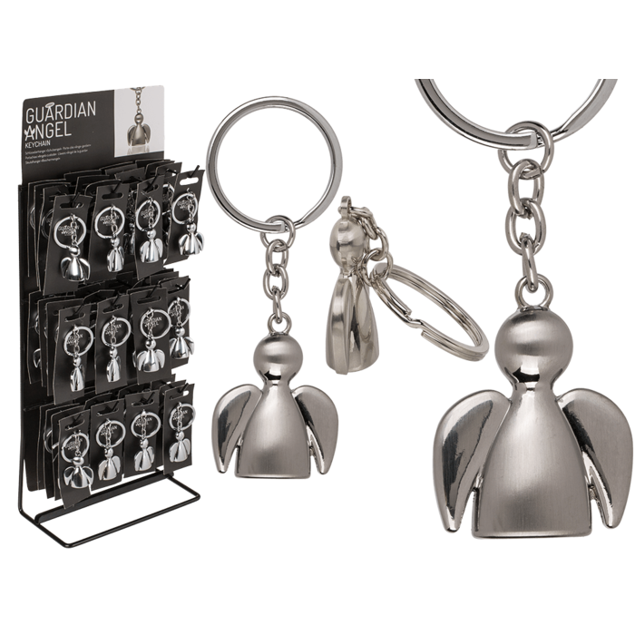Brushed Metal Keychain, Angel,