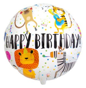 Foil Balloon 'Happy Birthday!' Animals - 45cm