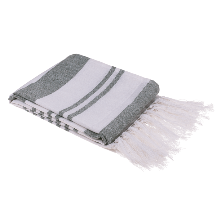 White/green coloured Fouta Towel (for sauna &, - Image 3