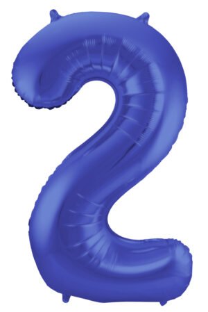 Foil Balloon Number 2 - Blue Metallic Mat - 86 cm