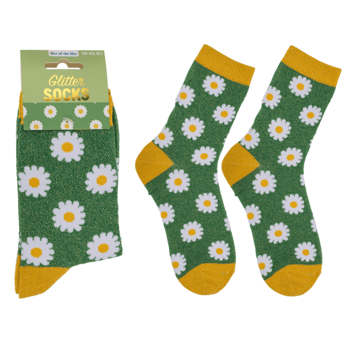 Glitter socks, flowers, size 36-42,