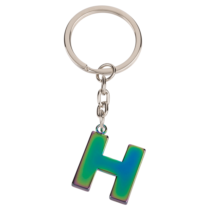 Metal Keychain, Rainbow Letter - Letter H - Image 2