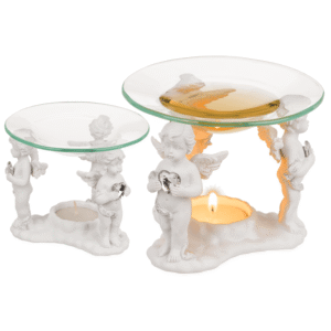 Polyresin oil burner with glass bowl,