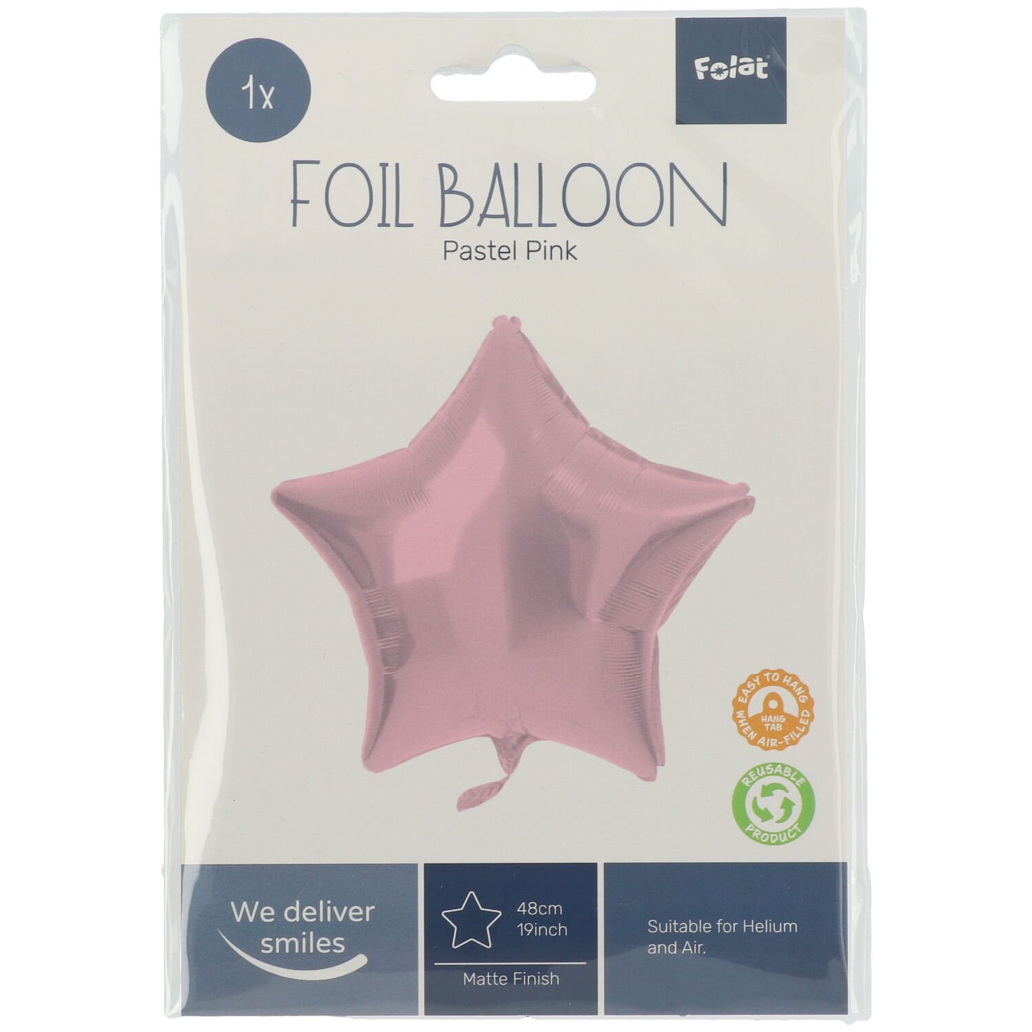 Foil Balloon Star-shaped Pastel Pink Metallic Matt - 45 cm - Image 2
