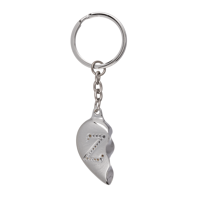 Metal Keychain, Broken Heart - Engraved Letter Z - Image 3