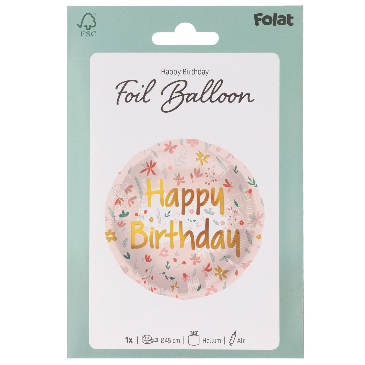 Foil Balloon Birthday Cute Flowers Pink - 45 cm - Image 4