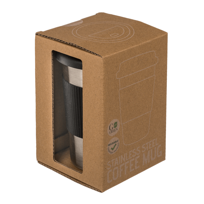 Stainless Steel Coffee Mug, with black silicon - Image 2