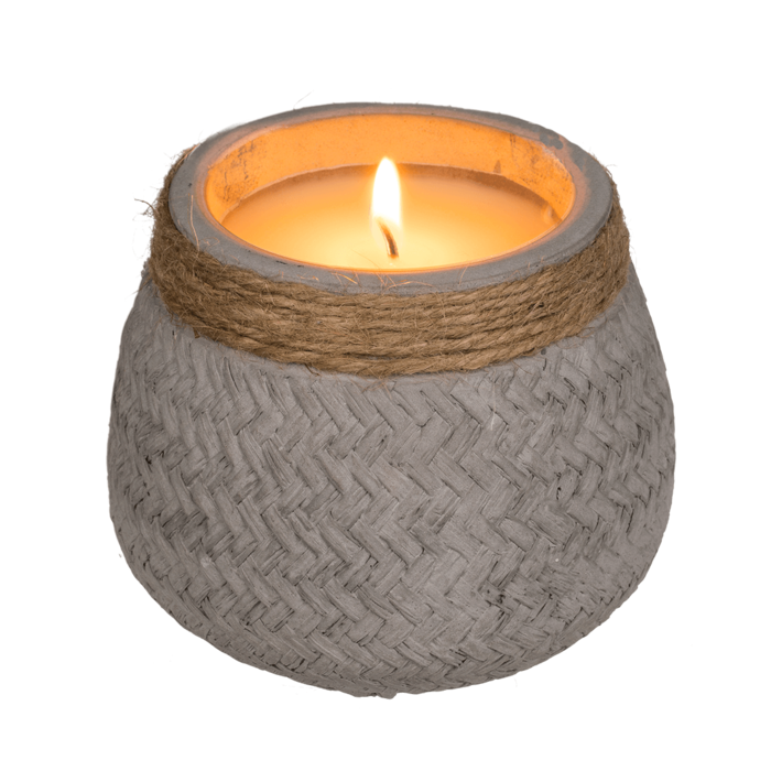 Candle in cement pot with jute decoration, - Image 3