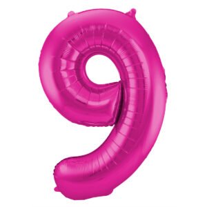 Foil Balloon Number 9 - Magenta - 86 cm