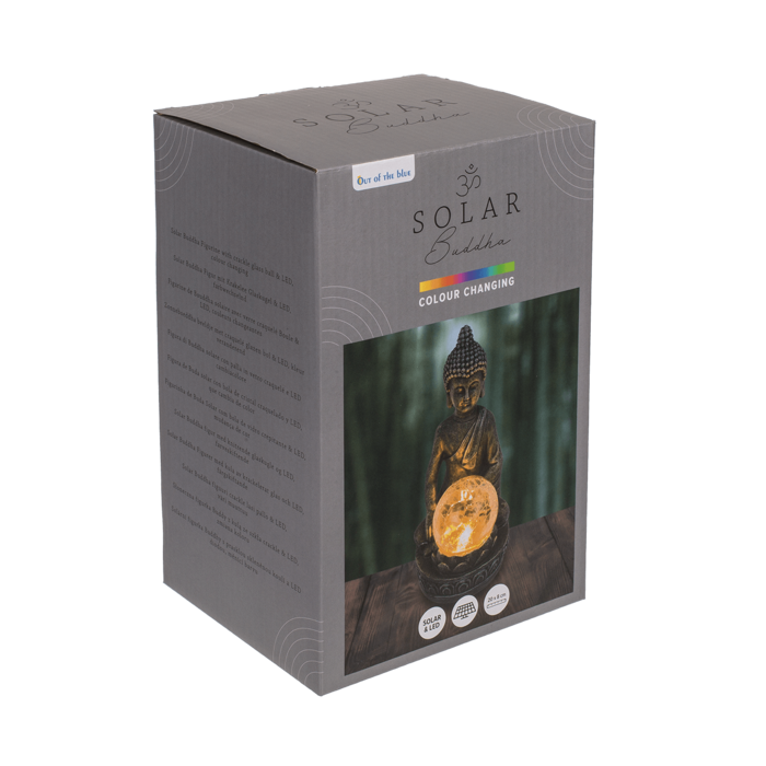 Polyresin Solar Buddha Figurine, with crackle - Image 3