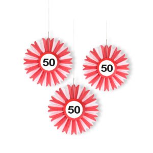 50th Birthday Traffic Sign Honeycomb Fan - 3 pieces