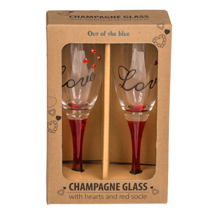 Champagne glass with hearts and red socle, - Image 2