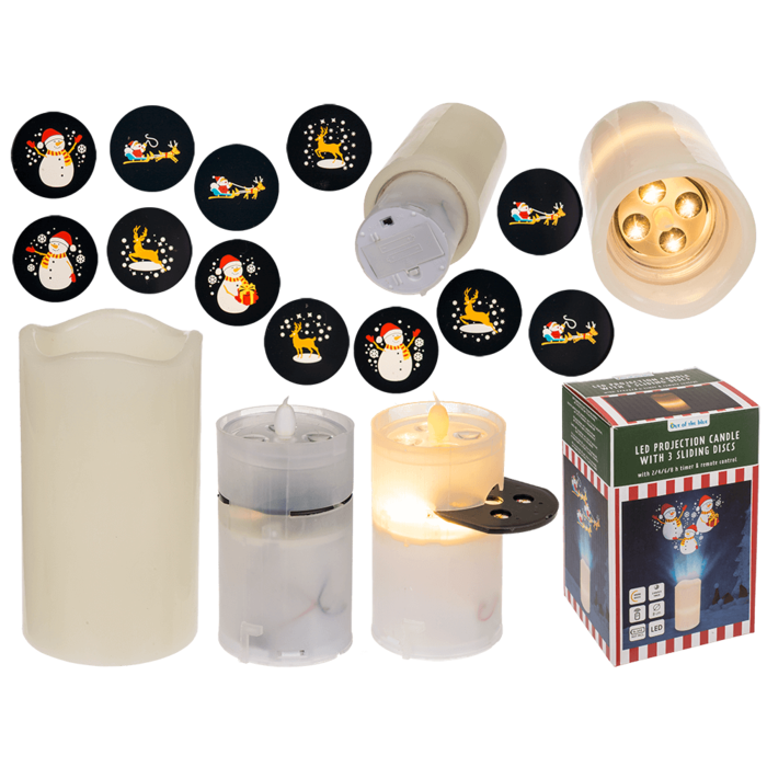 LED candle projector, Christmas, 8 x 15 cm,