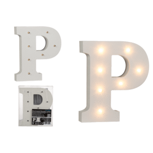 Illuminated wooden letter P, with 7 LED,