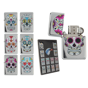 Petrol lighter, Coloured Skull, - 10/2334#