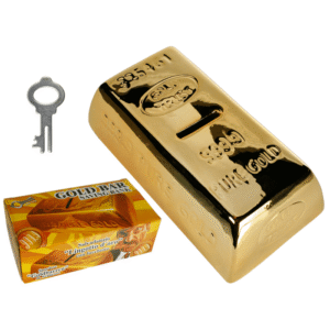 Savings Box with lock, Gold Bar,