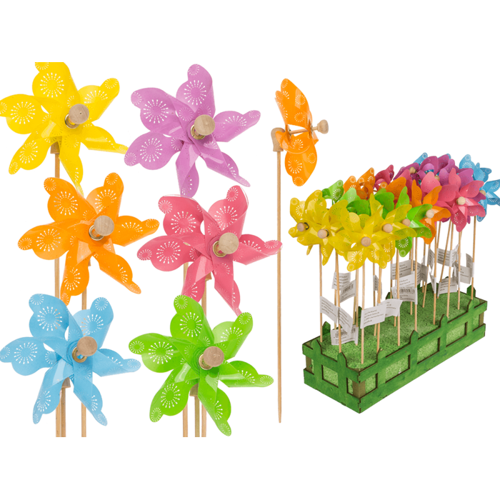 Coloured windmill with stamped samples,
