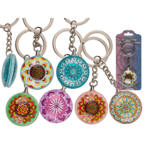 Double sided metal keyring, Mandala,