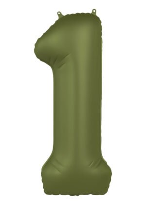 Foil balloon Number 1 - Olive Green - Ultra Matt - 86 cm