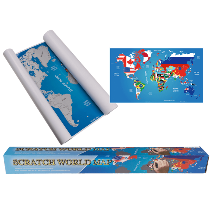 World Map for scratching, flags,