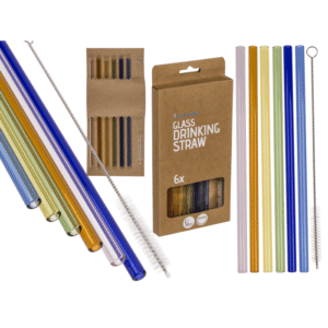 Glass drinking straw with cleaning brush, - 78/7603#