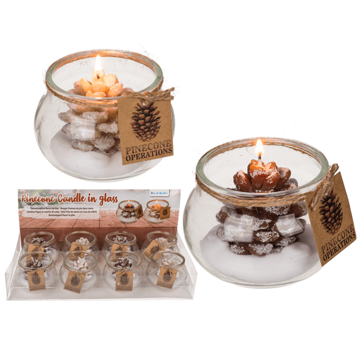 Candle, pinecone,
