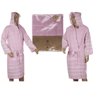 Pink/white hamam bath robe, size L,