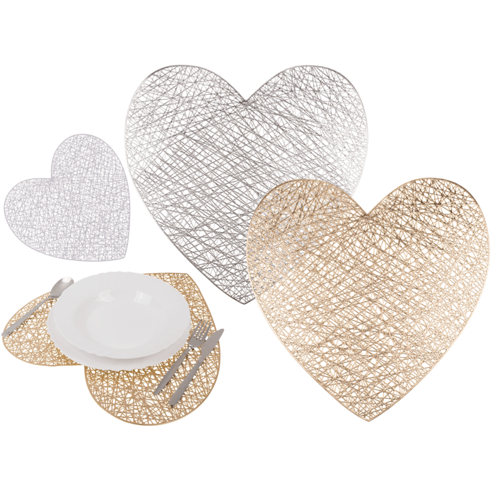 PVC placemat, Heart, 2 ass.,