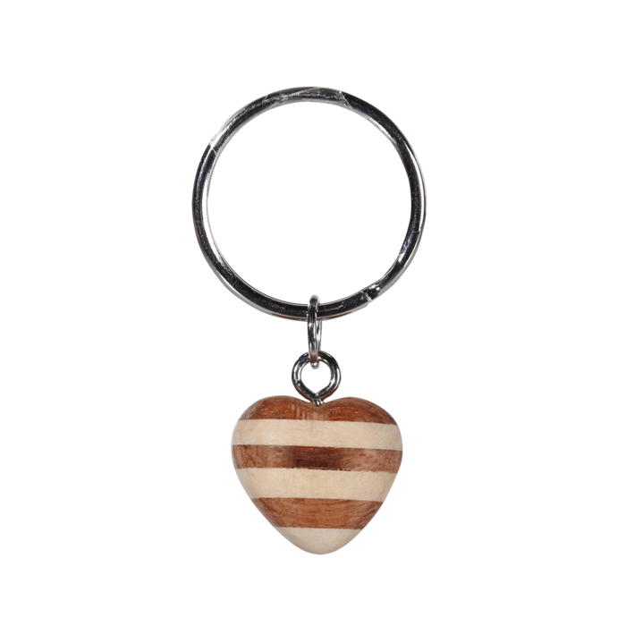 Metal keychain, Natural wood Mini Hearts, - Image 3