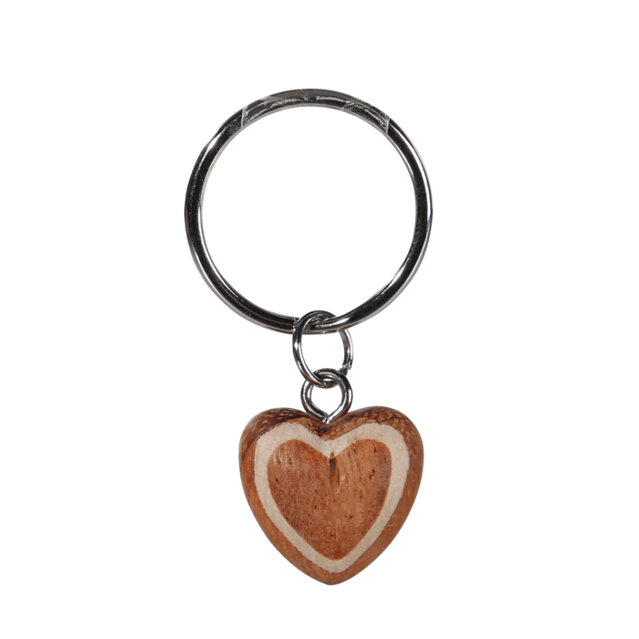 Metal keychain, Natural wood Mini Hearts, - Image 2