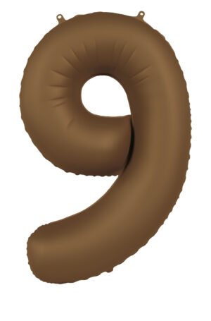 Foil balloon Number 9 - Chocolate Brown - Ultra Matt - 86 cm