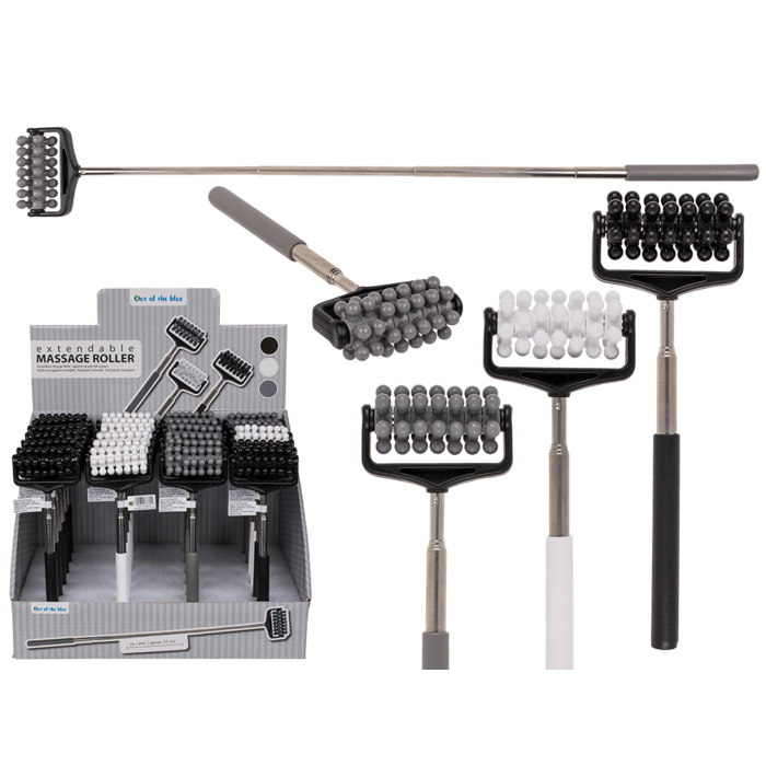 Extendable massage roller with rubber handle,