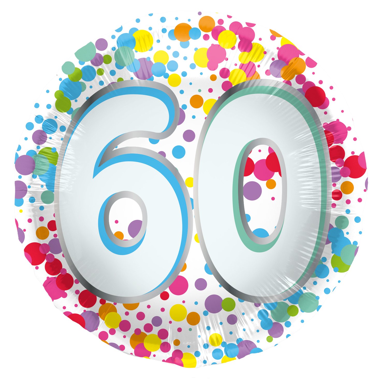 Foil Balloon - 60 - Rainbow - 45 cm