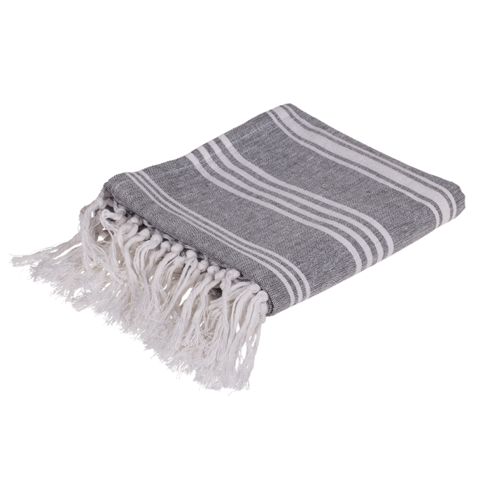 White/grey coloured Fouta Towel (for sauna &, - Image 2