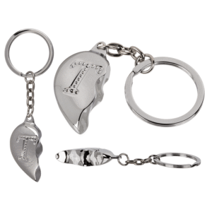 Metal Keychain, Broken Heart - Engraved Letter T