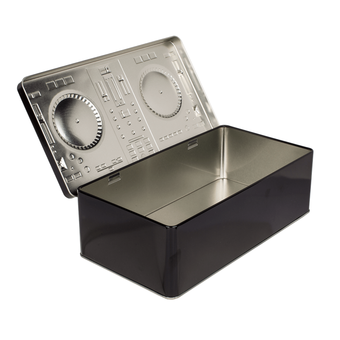 Rectangular metal tin box, DJ keyboard, - Image 4