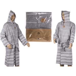 Grey/white hamam bath robe, size XXL,