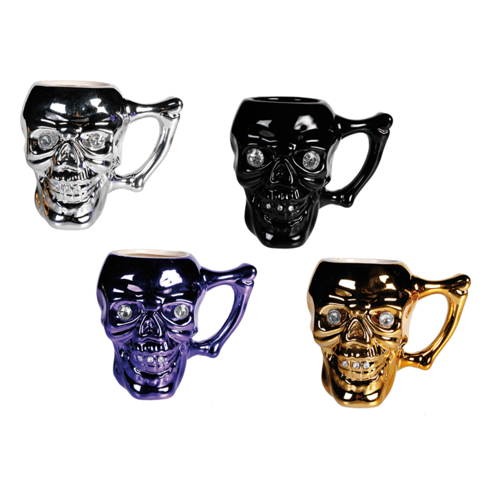 Mug, Skull with crystal stones,
