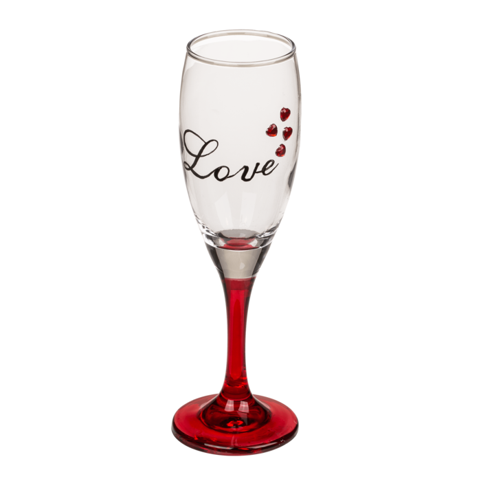 Champagne glass with hearts and red socle, - Image 4
