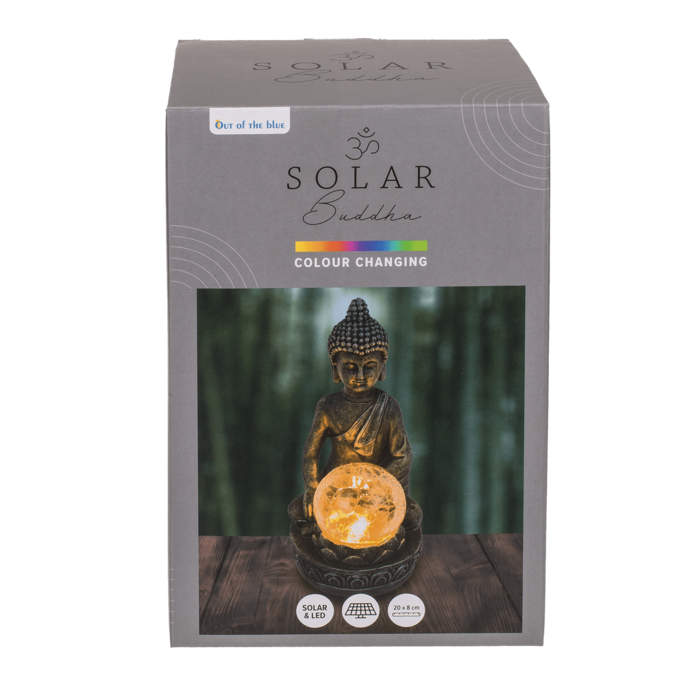 Polyresin Solar Buddha Figurine, with crackle - Image 2