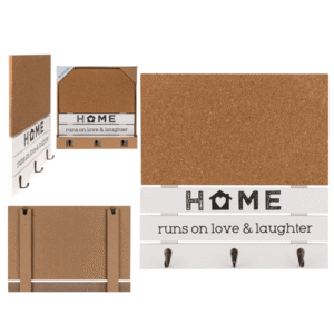 Wooden coat rack, Home runs on love and laughter,