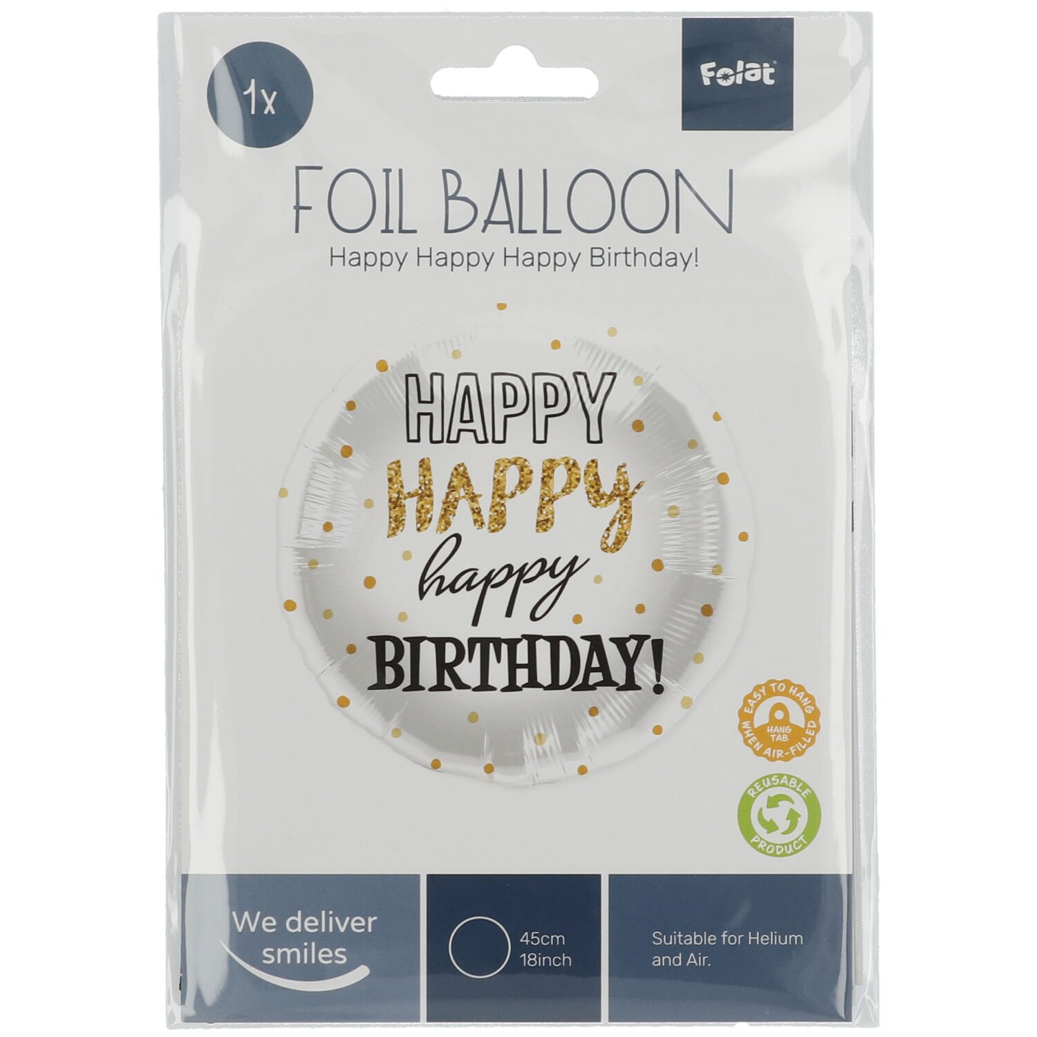 Foil Balloon Happy Birthday Gold Dots - 45 cm - Image 3