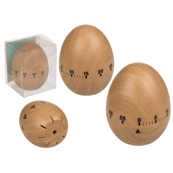 Plastic timer, Egg in wooden optic,
