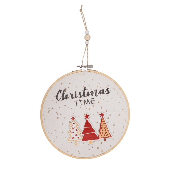 Round wooden frame with Jute, Christmas Time, - Image 2
