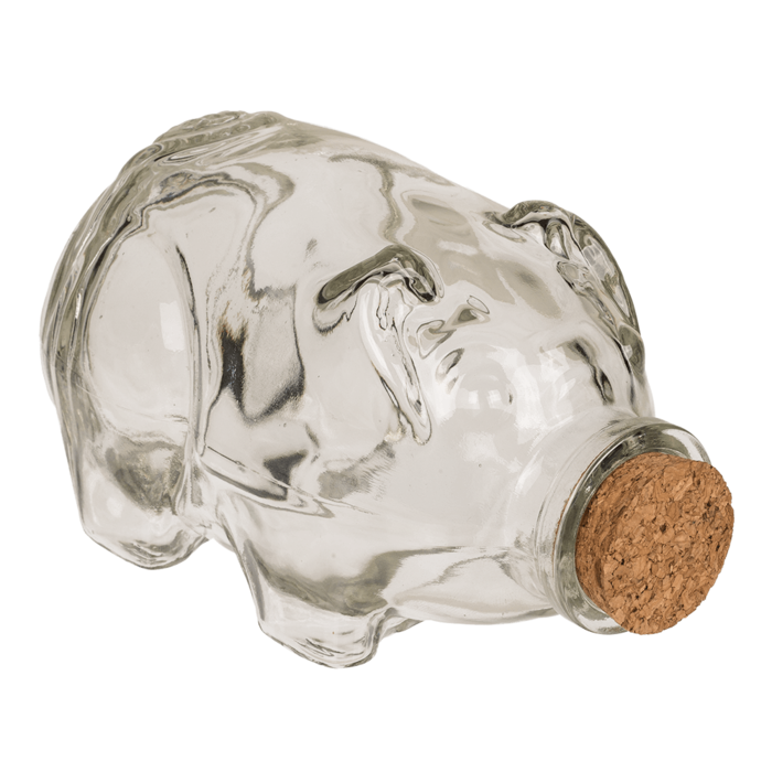 Glass storage jar pig with cork, - Image 3