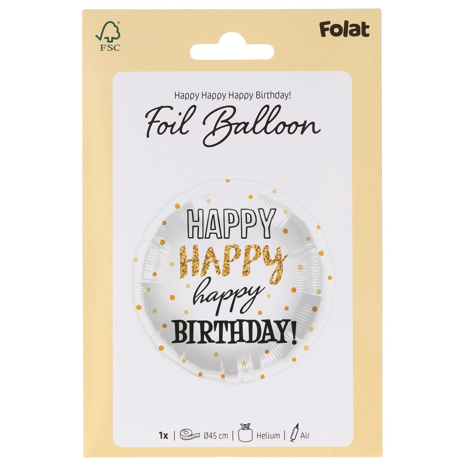 Foil Balloon Happy Birthday Gold Dots - 45 cm - Image 4