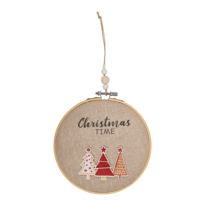 Round wooden frame with Jute, Christmas Time, - Image 4