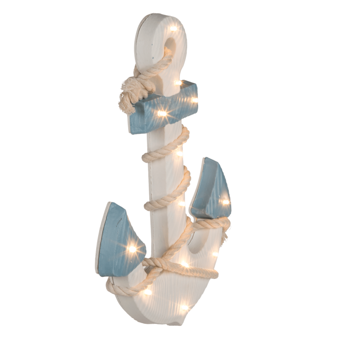 Wooden anchor with rope & 12 warm white LED, - Image 4